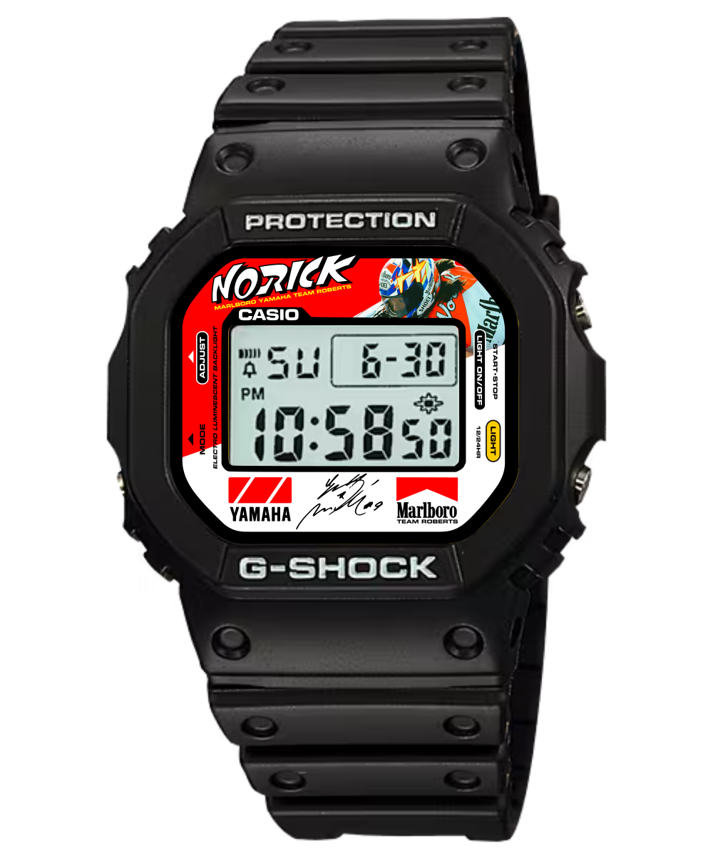 Custom Casio G-Shock DW5600 Digital Watch - Vintage Racing Edition Norrick Abe