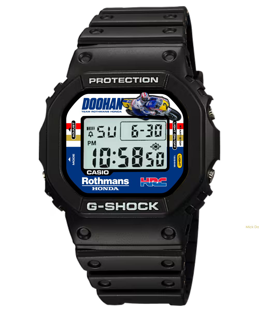 Custom Casio G-Shock DW5600 Digital Watch - Vintage Racing Edition Mick Doohan