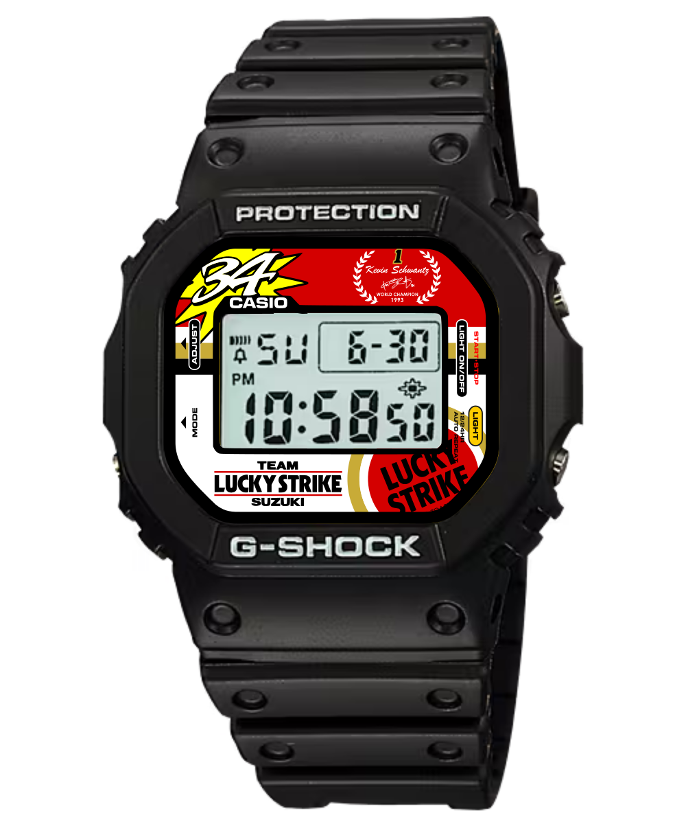 Custom Casio G-Shock DW5600 Digital Watch - Vintage Racing Edition Kevin Schwantz