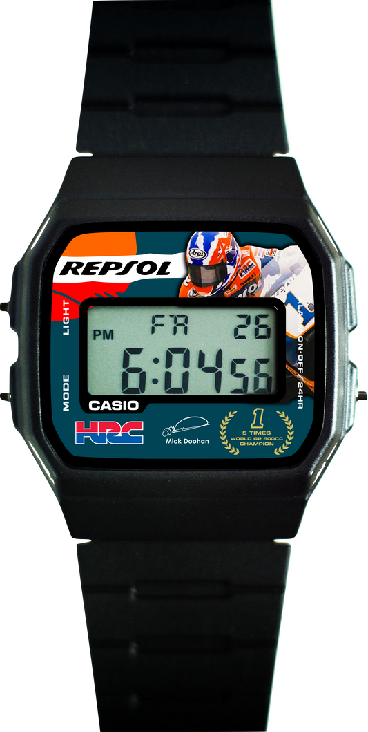 Custom Casio F-91w Digital Watch - Vintage Racing Edition Mick Doohan