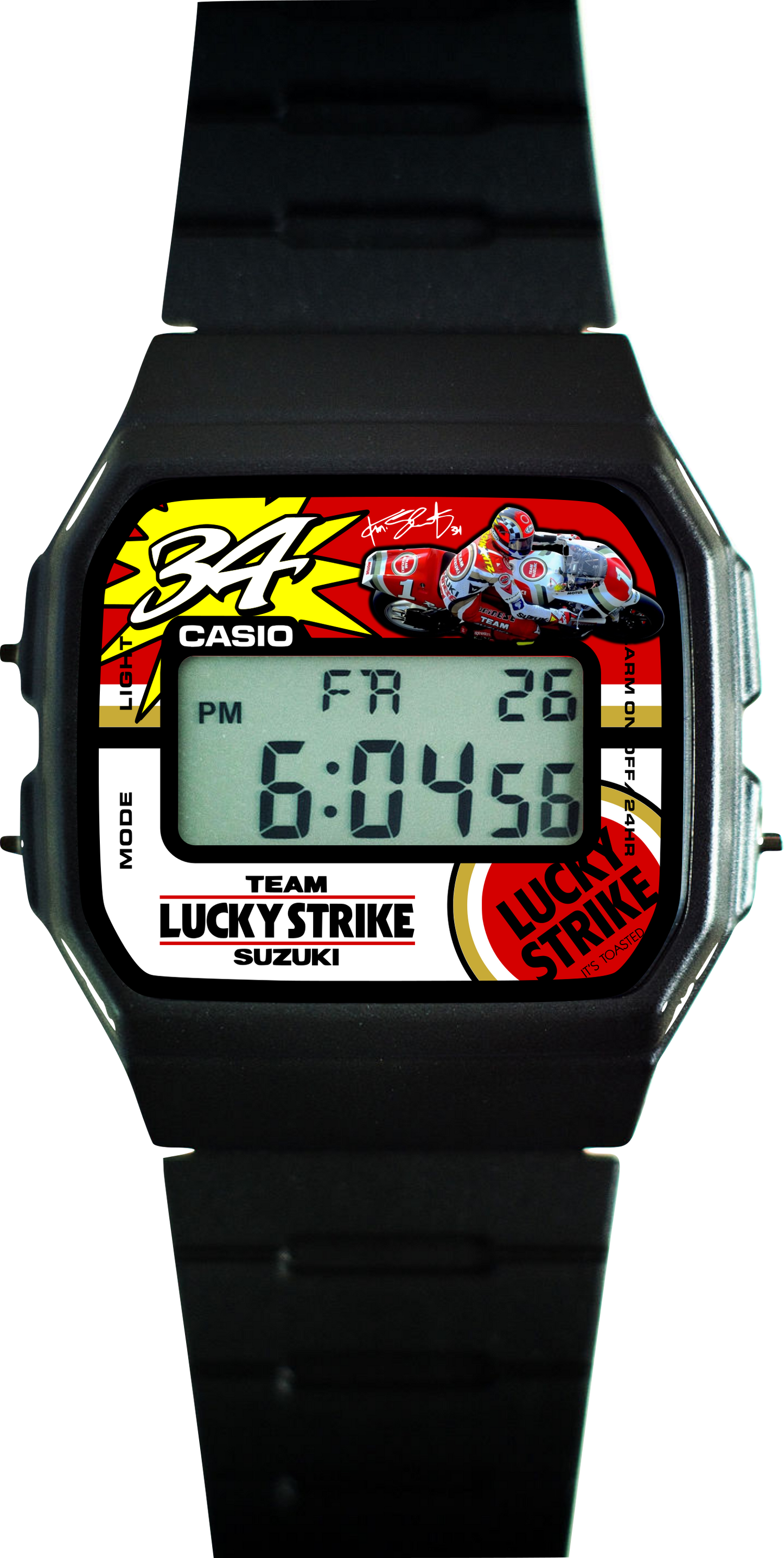 Custom Casio F-91w Digital Watch - Vintage Racing Edition Kevin Schwantz