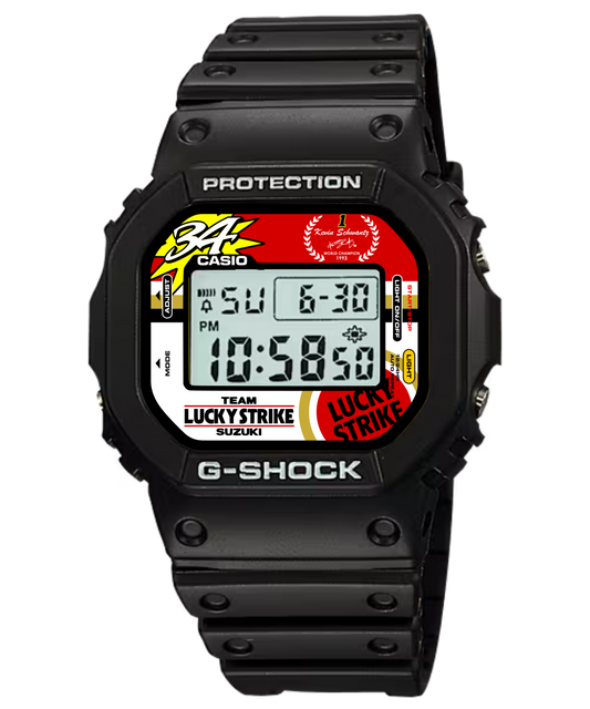 Custom Casio G-Shock DW5600 Digital Watch - Vintage Racing Edition Kevin Schwantz