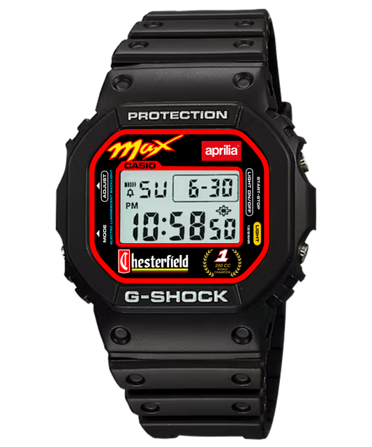 Custom Casio G-Shock DW5600 Digital Watch - Vintage Racing Edition Max Biaggi