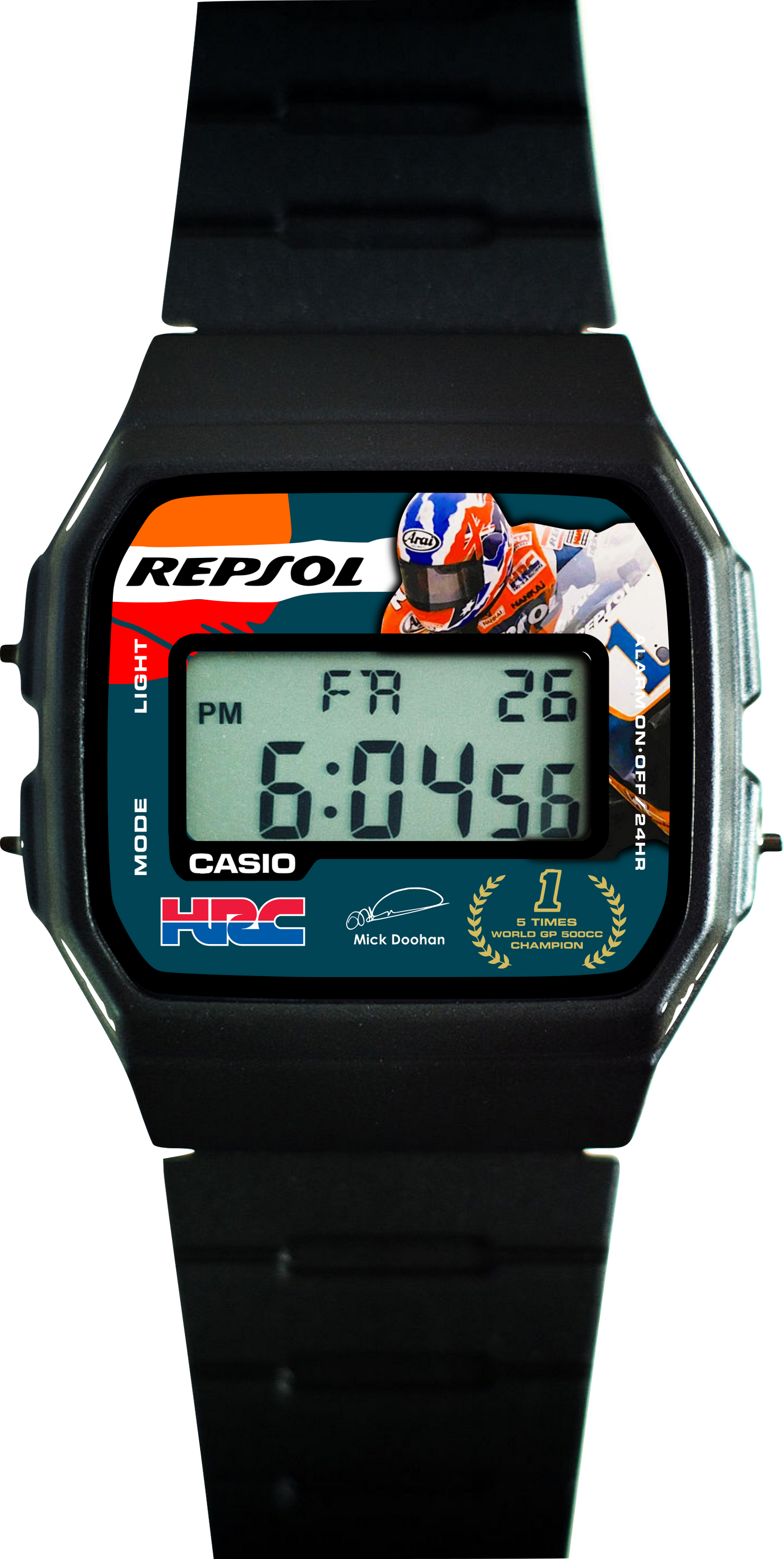 Custom Casio F-91w Digital Watch - Vintage Racing Edition Mick Doohan