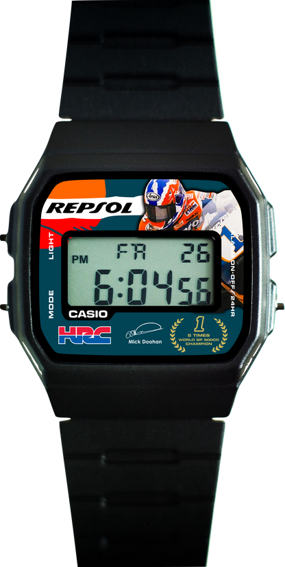 Custom Casio F-91w Digital Watch - Vintage Racing Edition Mick Doohan