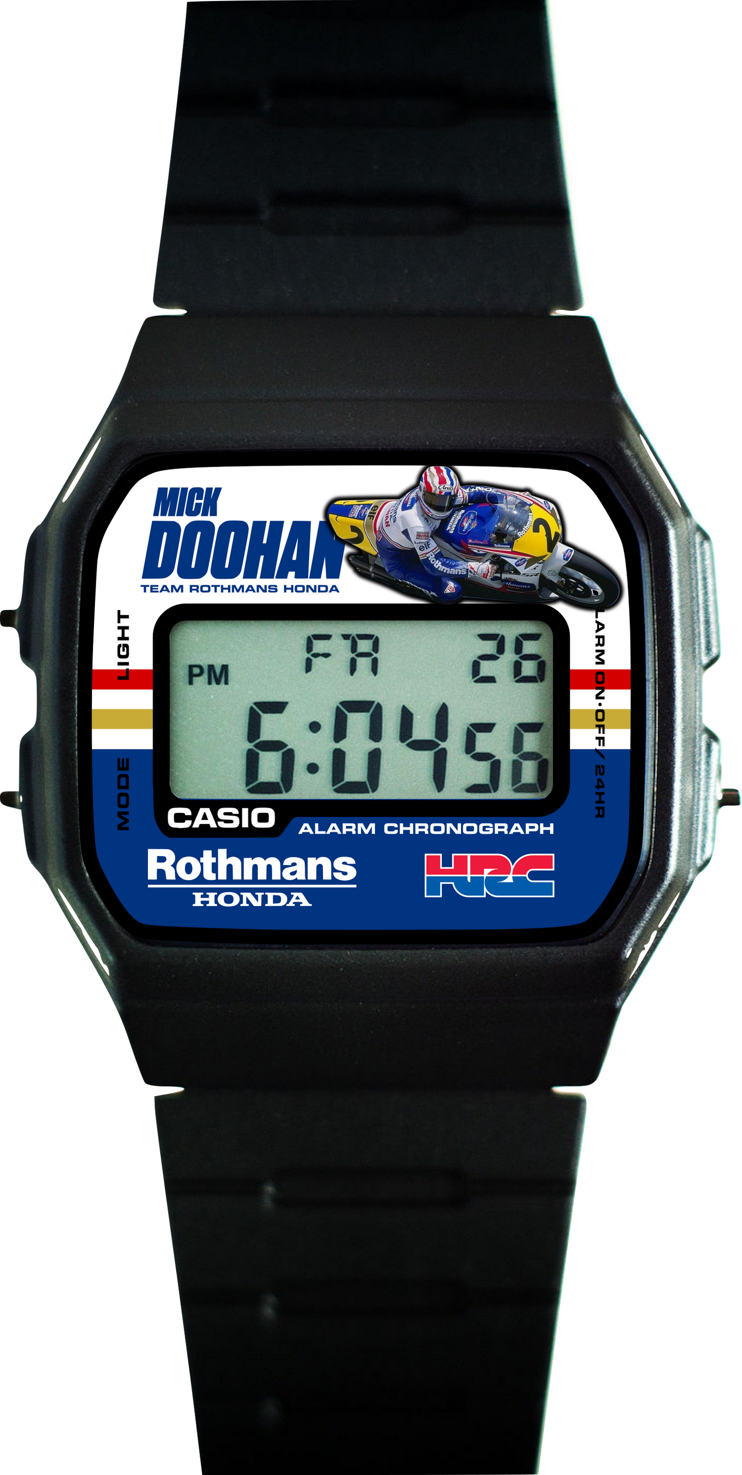Custom Casio F-91w Digital Watch - Vintage Racing Edition Mick Doohan