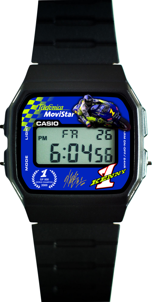 Custom Casio F-91w Digital Watch - Vintage Racing Edition Kenny Roberts
