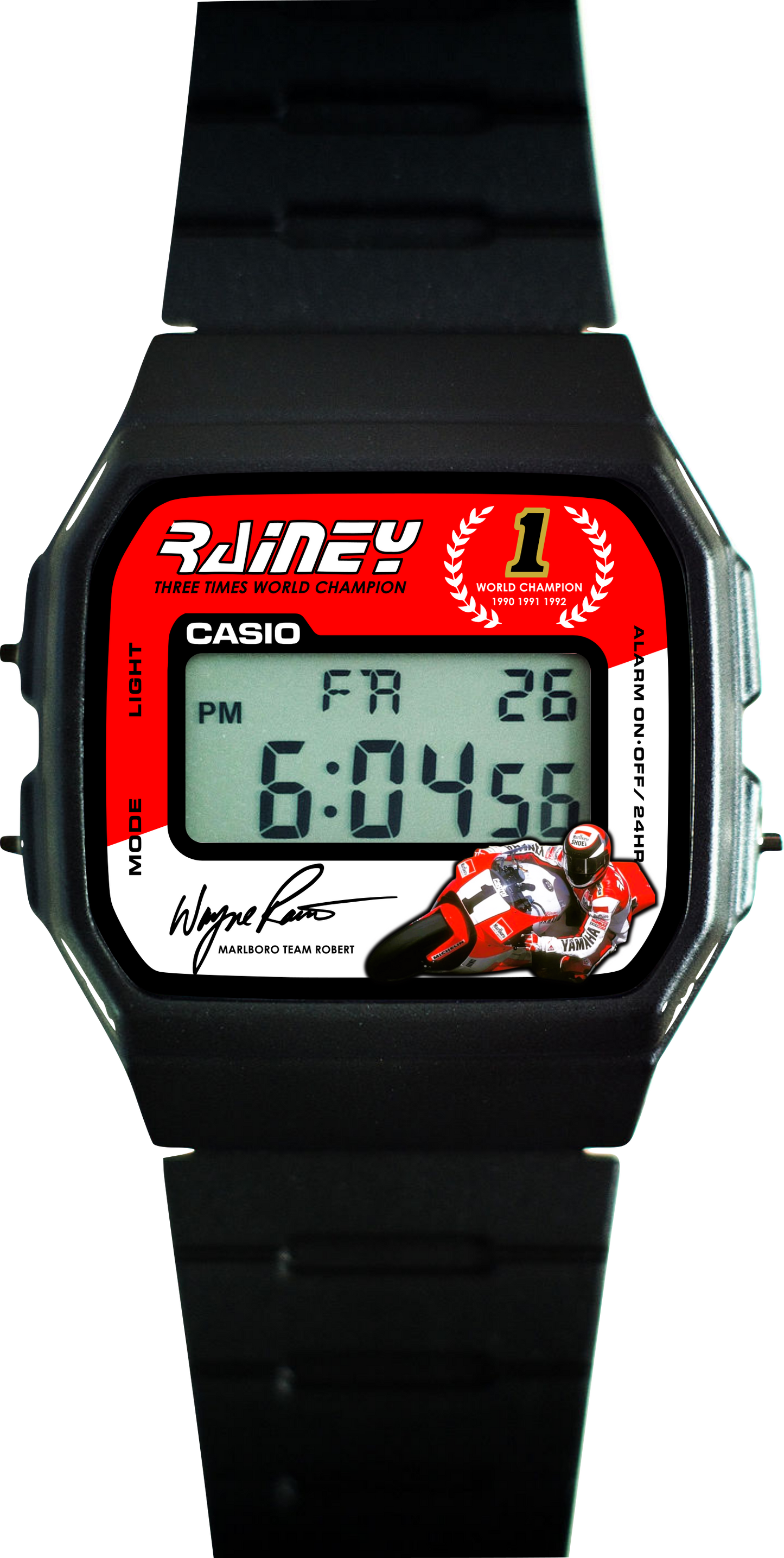 Custom Casio F-91w Digital Watch - Vintage Racing Edition Wayne Rainey